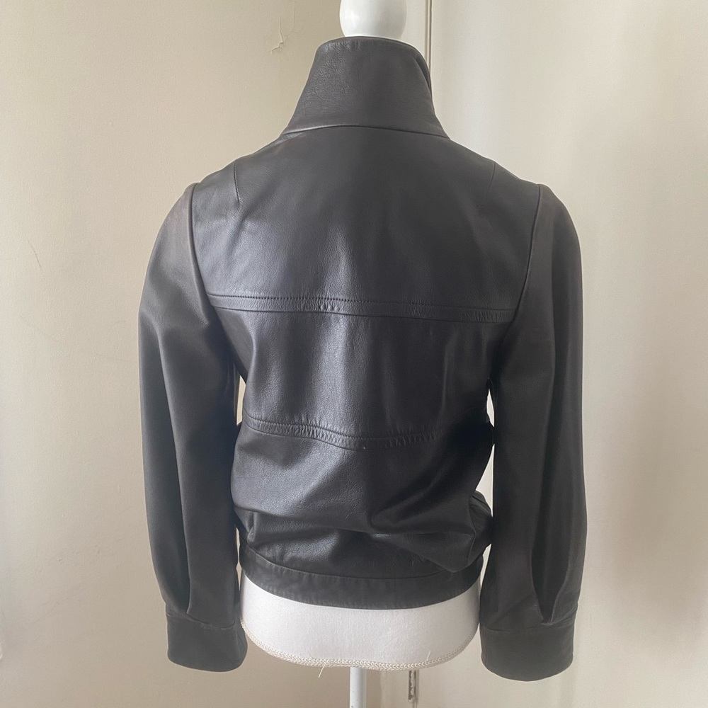FARHI leather jacket;  button up lined and pockets - Picture 9 of 15